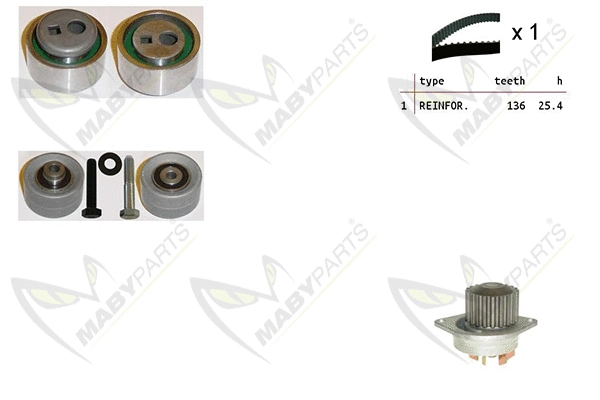 Pompe à eau + kit de courroie crantée MABYPARTS OBKWP0087