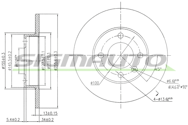 Disque de frein SIGMAUTO DBA205S