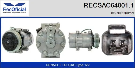 Compresseur, climatisation RECOFICIAL RECSAC64001.1