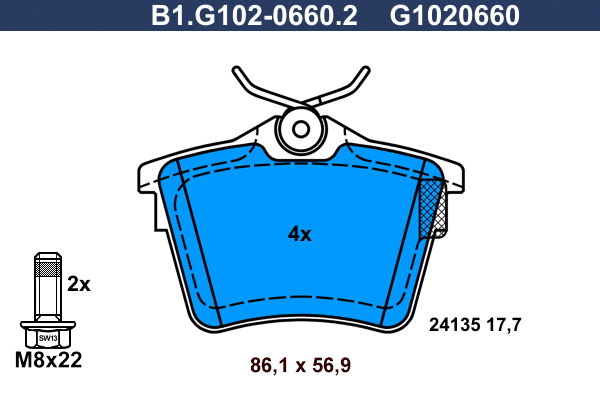 Kit de plaquettes de frein, frein à disque GALFER B1.G102-0660.2