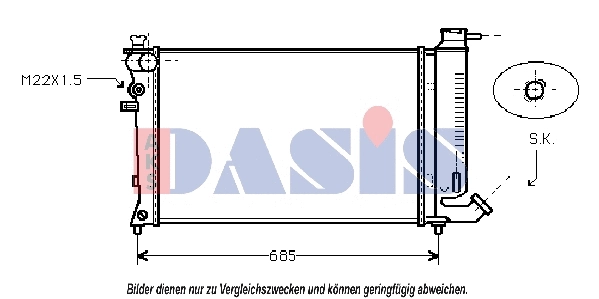 Radiateur, refroidissement du moteur AKS DASIS 060013N