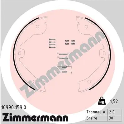 Jeu de mâchoires de frein, frein de stationnement ZIMMERMANN 10990.159.0