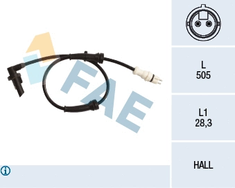 Capteur, vitesse de roue FAE 78217