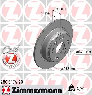 Disque de frein ZIMMERMANN 280.3174.20