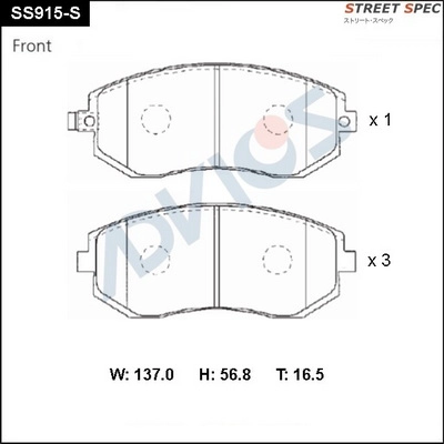 Kit de plaquettes de frein, frein à disque ADVICS SS915-S