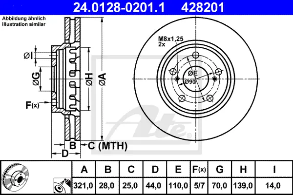 Disque de frein ATE-APAC 24.0128-0201.1