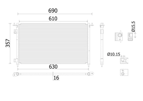 Condenseur, climatisation MAHLE AC 909 000S
