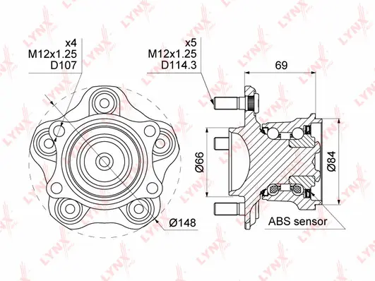 Kit de roulements de roue LYNXAUTO WH-1053