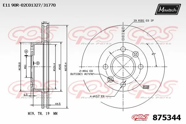 Disque de frein MAXTECH 875344