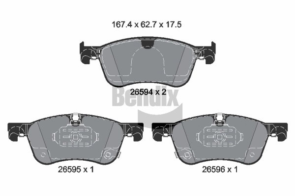 Kit de plaquettes de frein, frein à disque BENDIX Braking BPD2525
