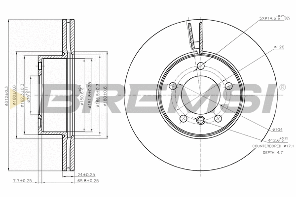 Disque de frein BREMSI CD7717V