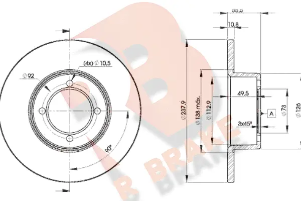 Disque de frein R BRAKE 78RBD27739