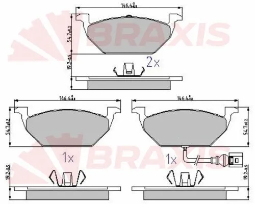 Kit de plaquettes de frein, frein à disque BRAXIS AA0627