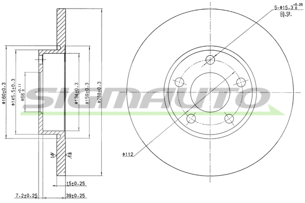 Disque de frein SIGMAUTO DBA324S