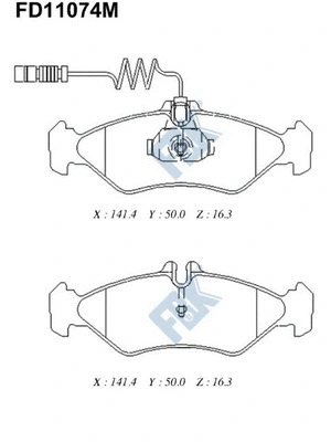 Kit de plaquettes de frein, frein à disque FBK FD11074M