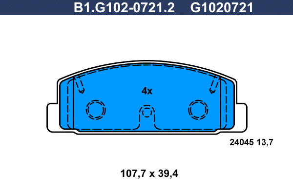 Kit de plaquettes de frein, frein à disque GALFER B1.G102-0721.2