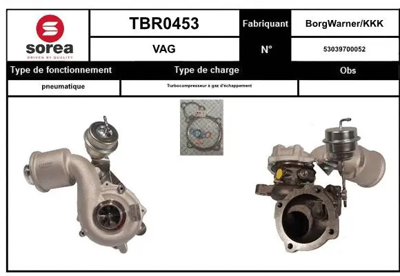 Turbocompresseur, suralimentation EAI TBR0453