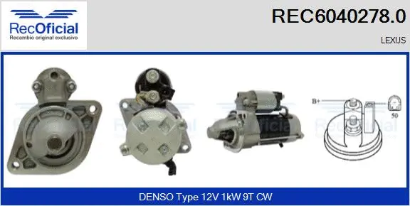 Démarreur RECOFICIAL REC6040278.0