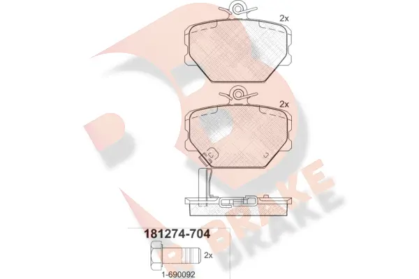 Kit de plaquettes de frein, frein à disque R BRAKE RB1274-704