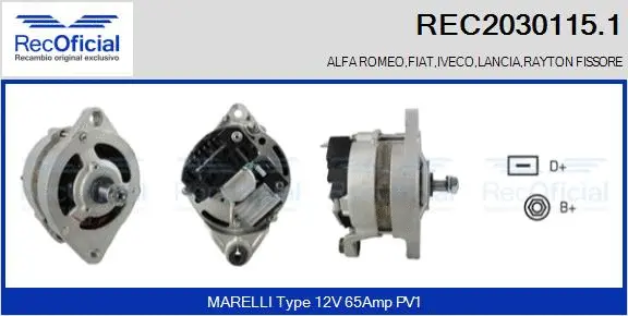 Alternateur RECOFICIAL REC2030115.1