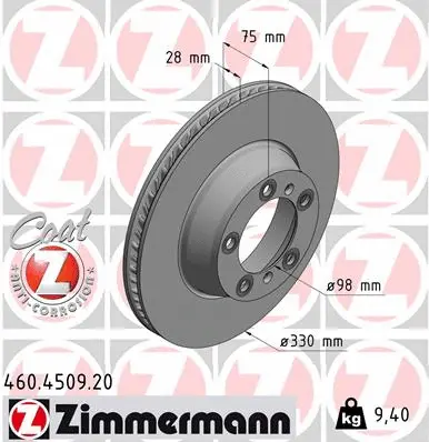 Disque de frein ZIMMERMANN 460.4509.20