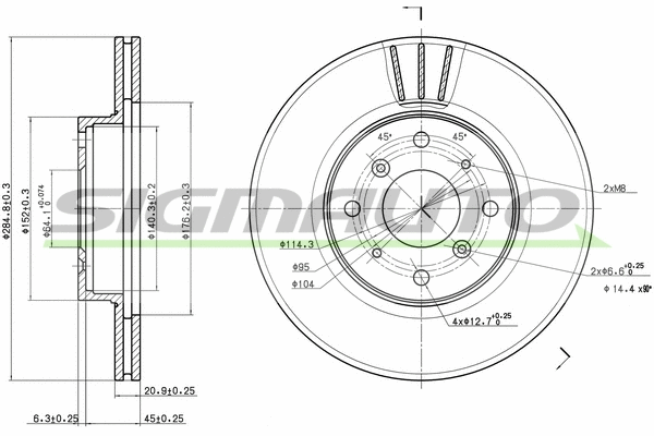 Disque de frein SIGMAUTO DBA201V