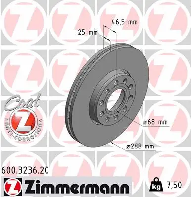 Disque de frein ZIMMERMANN 600.3236.20