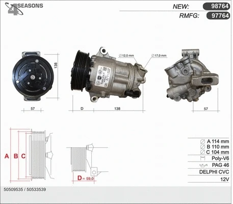 Compresseur, climatisation AHE 98764