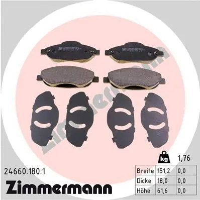 Kit de plaquettes de frein, frein à disque ZIMMERMANN 24660.180.1