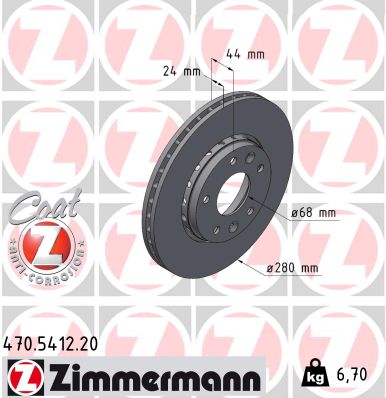 Disque de frein ZIMMERMANN 470.5412.20