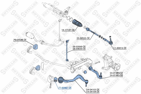 Suspension, bras de liaison STELLOX 77-00887-SX