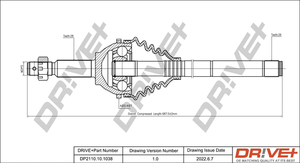 Arbre de transmission Dr!ve+ DP2110.10.1038