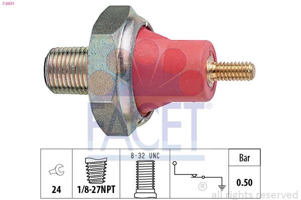 Indicateur de pression d'huile FACET 7.0031