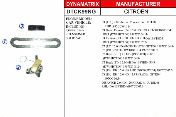 Kit de distribution par chaîne DYNAMATRIX DTCK99NG