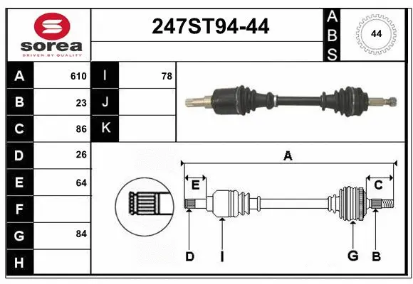 Arbre de transmission STARTCAR 247ST94-44