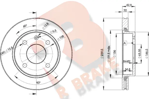 Disque de frein R BRAKE 78RBD21064