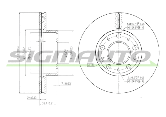 Disque de frein SIGMAUTO DBB170V