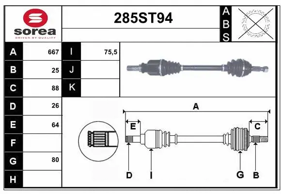 Arbre de transmission STARTCAR 285ST94