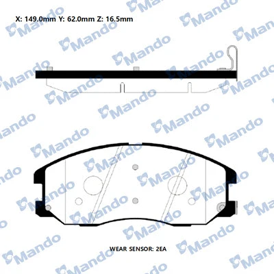 Kit de plaquettes de frein, frein à disque MANDO RMPD28NS