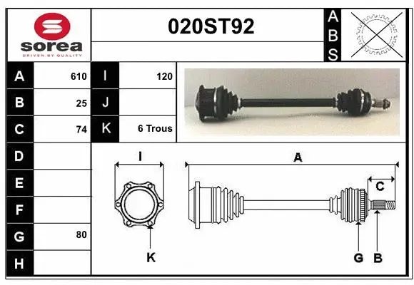 Arbre de transmission STARTCAR 020ST92