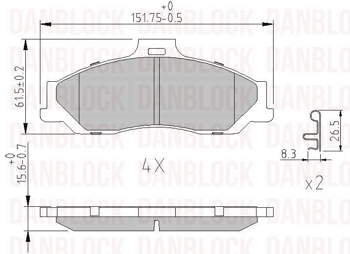 Kit de plaquettes de frein, frein à disque DANBLOCK DB 510780