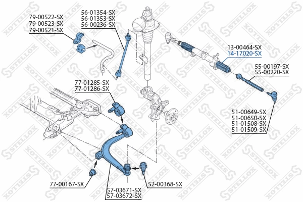 Joint-soufflet, direction STELLOX 14-17020-SX