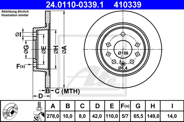 Disque de frein ATE-APAC 24.0110-0339.1