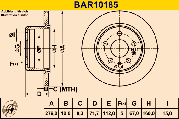 Disque de frein BARUM BAR10185