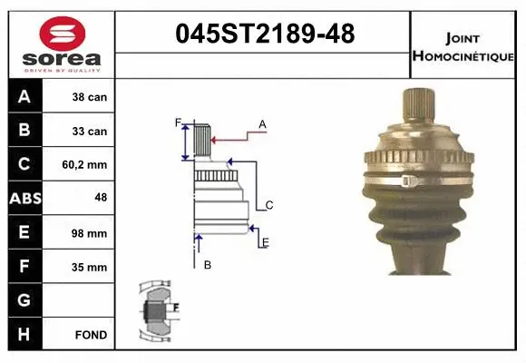 Jeu de joints, arbre de transmission STARTCAR 045ST2189-48