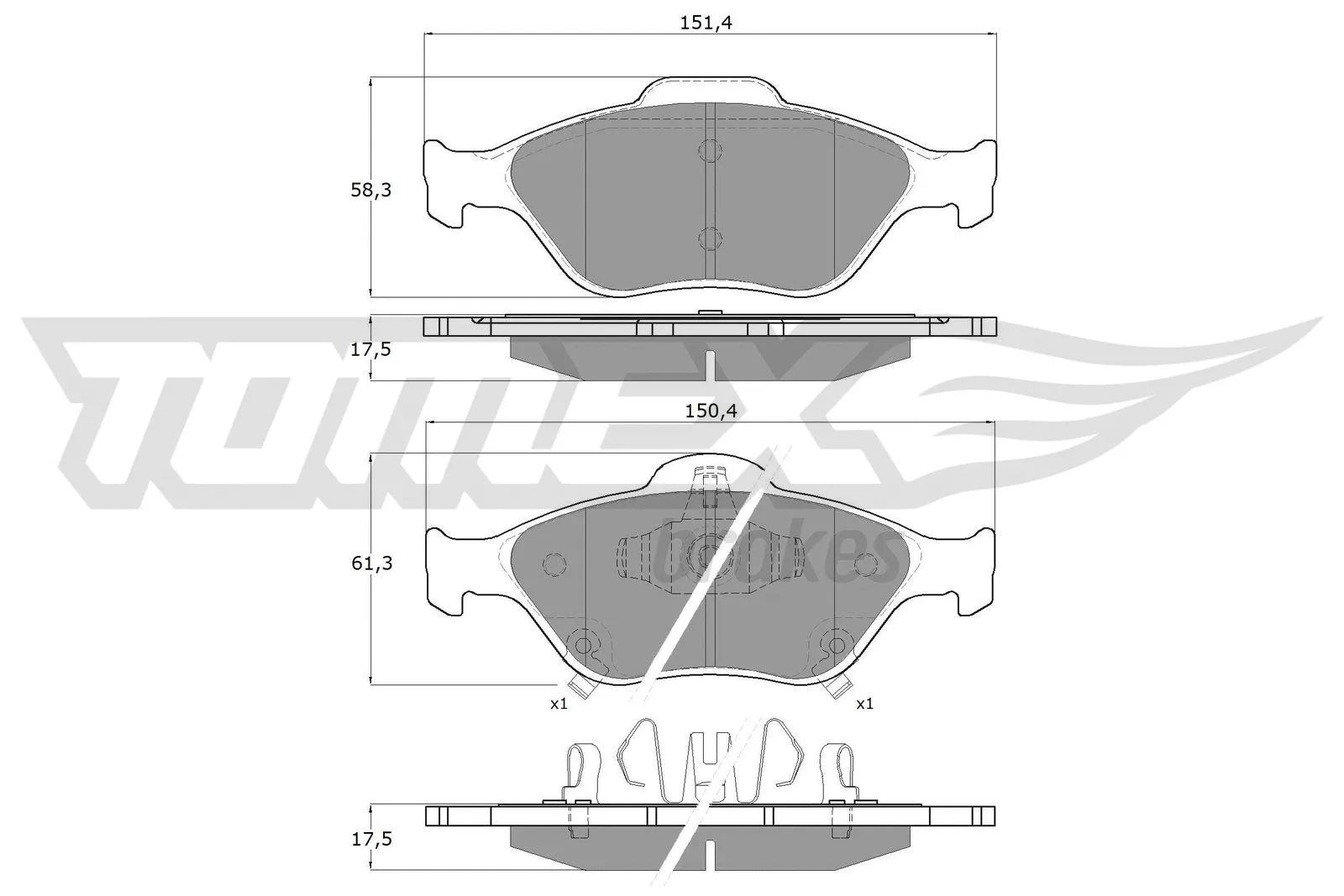 Kit de plaquettes de frein, frein à disque TOMEX Brakes TX 15-00