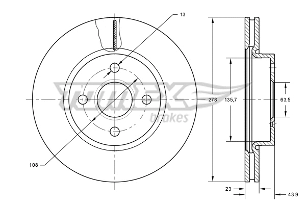 Disque de frein TOMEX Brakes TX 73-92