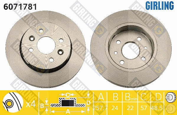 Disque de frein GIRLING 6071781