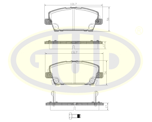 Kit de plaquettes de frein, frein à disque G.U.D. GBP120502