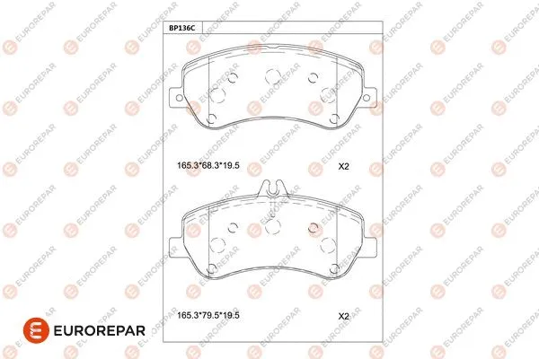 Kit de plaquettes de frein, frein à disque EUROREPAR 1681232780